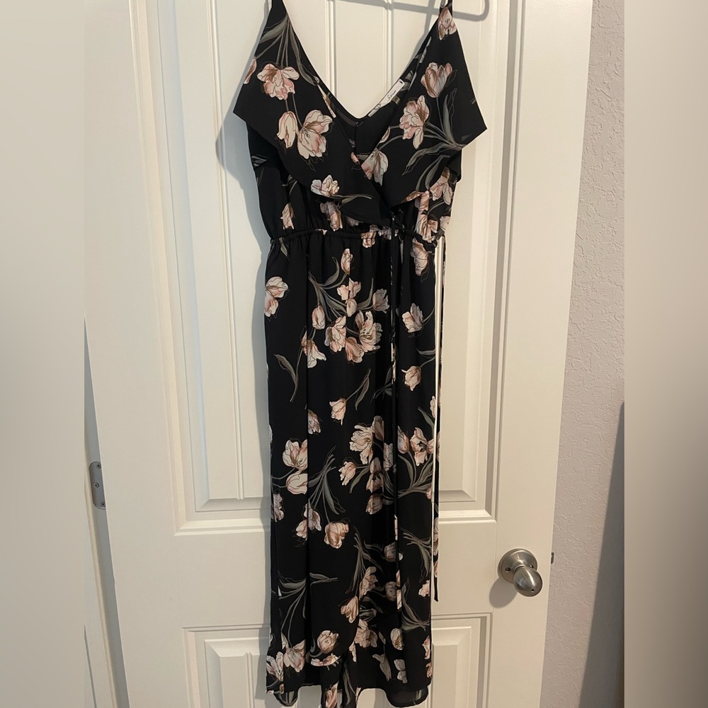 Soprano High Low Black Flower Summer Dress